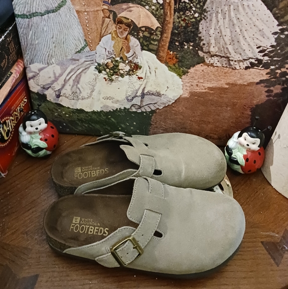 White Mountain Footbed Sandals Brown Leather 6M.Buckle. Slip On Slide On. - Picture 6 of 15